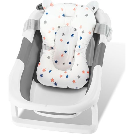 Wolketon Baignoire bébé pliable avec thermomètre et coussin de bain – baignoire bébé pliable (Gris) (1/5)
