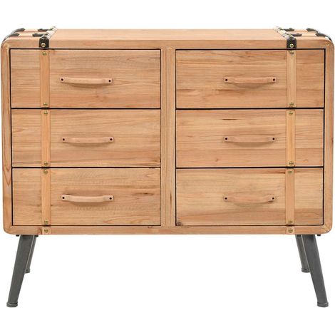 Cassettiera in Legno Massello di Abete 91x35x73 cm DAS927969 (1/5)