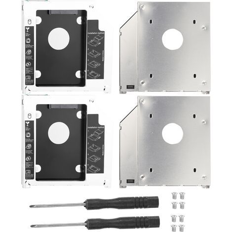 2x Boîtier Adaptateur DVD pour Disque Dur SSD/HDD, 9.5mm avec Interrupteur de Protection 3 Voies (1/5)