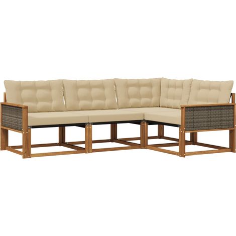 vidaXL Outdoor Sofa Set 4 pcs Natural and Beige