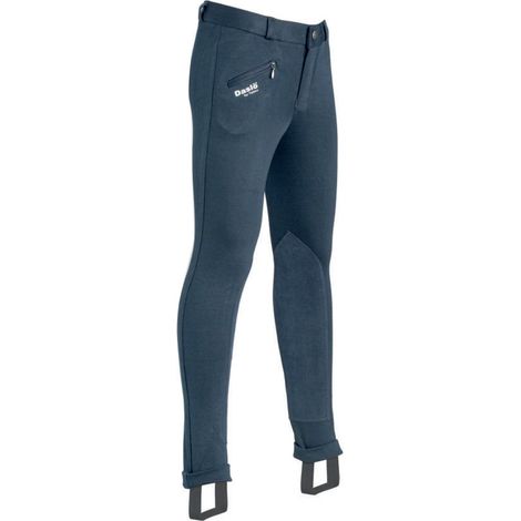 Pantaloni jodhpurs da equitazione junior ideale 4 stagioni peso 300g con toppe scamosciate sul ginocchio: 6 anni, blu (09) (1/2)