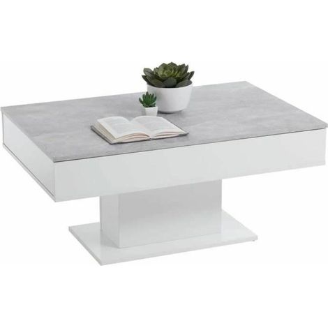 FMD Moderne Wohnzimmertisch Beton Grau 100x65 cm