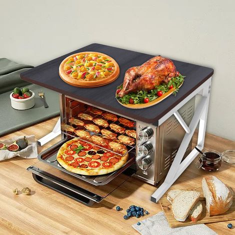 Étagère à deux niveaux pour four à micro-ondes, étagère de cuisine, étagère de comptoir, organisateur, 54 x 35 x 34.5 cm, noir (1/4)