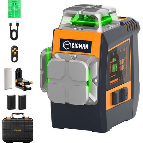 Niveau laser 360 autonivelant à commande gestuelle, laser vert 30 m pour laser chantier, contrôle lignes (1/5)