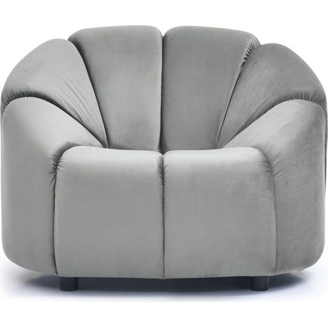 Fauteuil Design en Velours "Spenser" 103cm Gris (1/4)