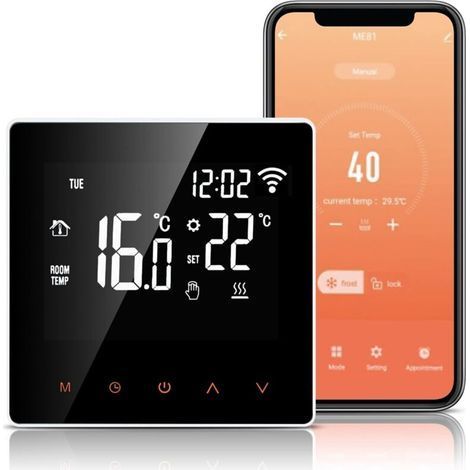 WLAN-Thermostat für 16-A-Elektro-Fußbodenheizung – Kompatibel mit Alexa und Google Home – LCD-Touchscreen – Programmierbar mit der Tuya-App (1/5)