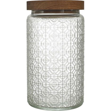 Cisele-Glas mit Akaziendeckel 1l Buntglas (1/4)