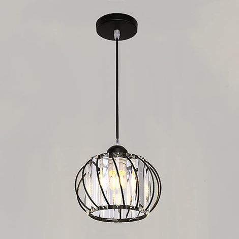 Plafonnier moderne en cristal LED E27, lampe de plafond design noir pour cuisine, salon, couloir, chambre, camping (B-Noir)