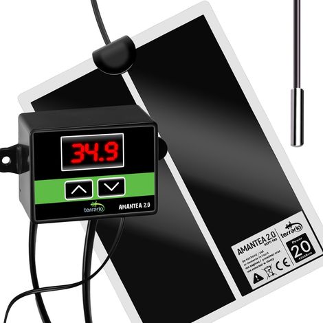 Tappetino riscaldante per terrario, sonda termostatica, riscaldamento per rettili 20W