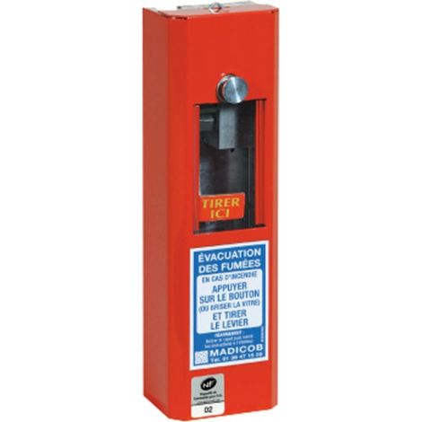 Fireless – Dispositif de commande manuelle CSK 20 – Sortie pneumatique pour cartouche de gaz – Support mural époxy rouge – Dimensions 105x325x75mm