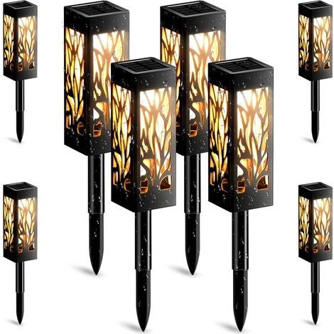 Faroles solares para exteriores, paquete de 8 faroles solares decorativos para jardín con luz blanca cálida, resistentes al agua IP65, ideales para paisajes, senderos, césped, escaleras y terrazas. (1/5)