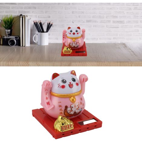 Chat-Solaire Blanc Cassis Invité Fortuné Symbolique pour Maison Bureau Cadeau Unique (1/5)