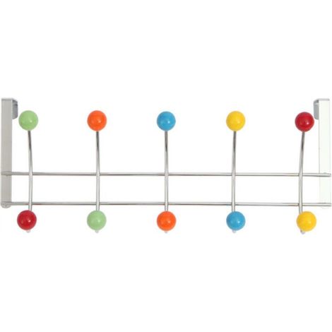 Crochet derrière la porte, patère, rouleau, bois coloré, acier chromé, dimension : 44184.6cm (1/3)