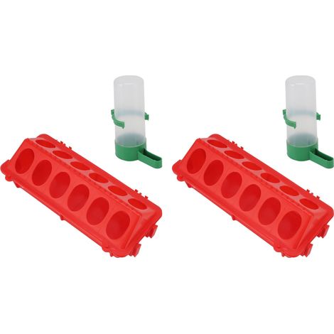 Lot de 2 abreuvoirs automatiques à couvercle rabattable pour poussins, en polypropylène, avec couvercle anti-éclaboussures, capacité 60 ml. (1/5)