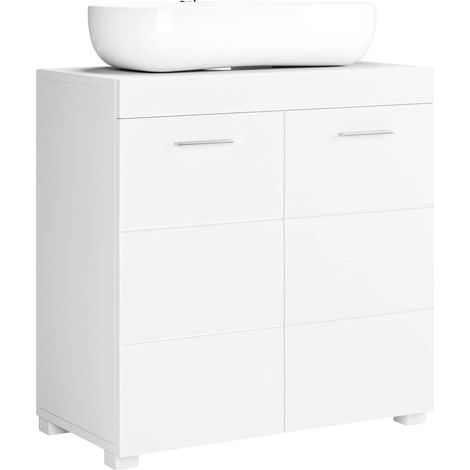 Mueble bajo fregadero, estante ajustable, amplio espacio de almacenamiento, blanco (1/2)
