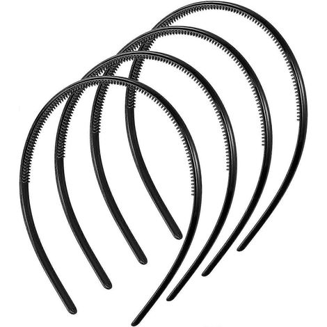 4er-Pack Stirnbänder für Herren, schlichte Sport-Stirnbänder aus Kunststoff mit elastischem Kamm und rutschfestem Haarband, DIY-Haarreif mit Halteklammern für Damen und Herren (1/5)