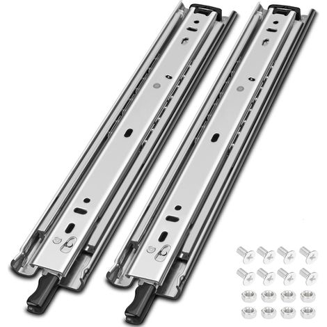 Glissiere pour Tiroir Avec Serrure 1 Paires (2 pcs), 500 mm Coulisse Tiroir Robustes, Capacité de Poids 113 Kg, Extension Complète Avec Glissières à Roulement à Billes (1/5)