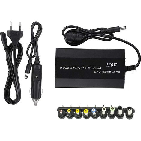 Alimentatore Universale 120W Notebook Caricatore 9 Connettori Adattatori PC Auto