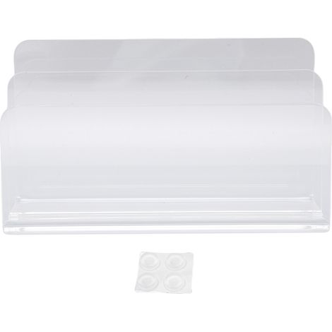 Rangement de Courrier Transparent Multi-fonctions en Acrylique avec 2 Compartiments et Base Anti-dérapante pour Enveloppes et Documents (1/5)