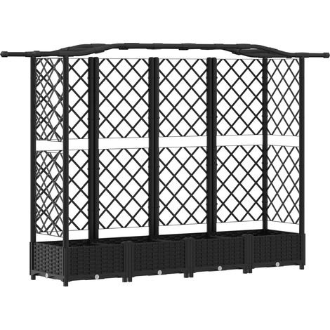 Letto Rialzato con Griglia e Tetto Nero 203,5 x 40 x 125 cm PP vidaXL