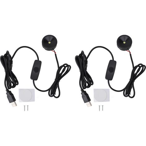 Ortviai 2 spots LED dimmables 5 V USB pour vitrines, bijouteries et meubles – blanc, aluminium, câble 2 m