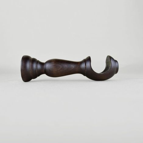 TENDAGGIMANIA Staffe per Tende 1 COPPIA - Per Bastoni per tende in Legno ∅ 35 MM - Staffe con piastrina di fissaggio, viti e tasselli- 100% Legno Made in Italy - Colore: NOCE -LUNGHEZZA 15 CM (1/5)