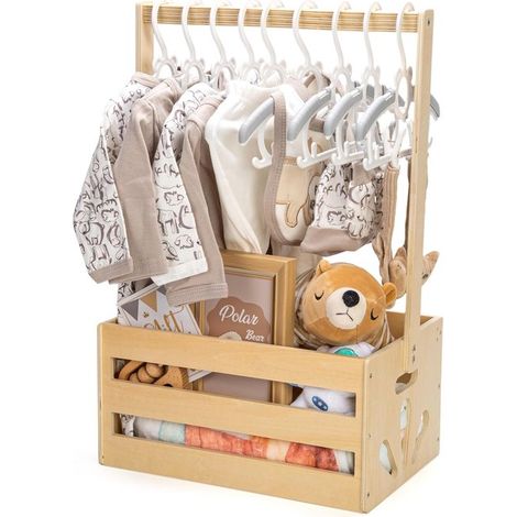 Boîte de rangement en bois – Avec tringle – Poignée – À décorer soi‑même – Pétale – Chambre de bébé (1/5)