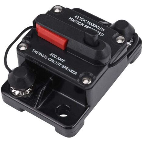 DC12V-24V 50A-300A Porte-fusible Etanche Disjoncteur avec Réinitialisation Manuelle Protection contre Surcharge Surtension Surintensité pour Audio Stéréo Vidéo Voiture Auto, Version Améliorée(200A)