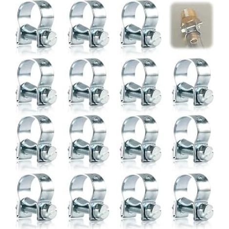 15 Pièces Collier de Serrage Métallique Inox 12-14mm, Colliers Tuyau, Réglables pour Pince Echappement et Tuyau Carburant - (1/5)