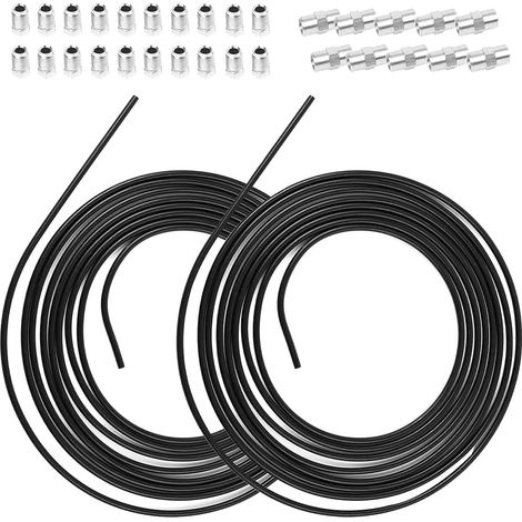 câbles de frein noirs de 5 m (10 m), tube de frein de 4,75 mm de diamètre avec raccords vissés et connecteurs (collet F).