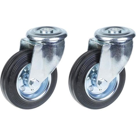 Rollen - Gummi - 100mm - Drehbar - Packung mit 2 - Tragfähigkeit 180kg