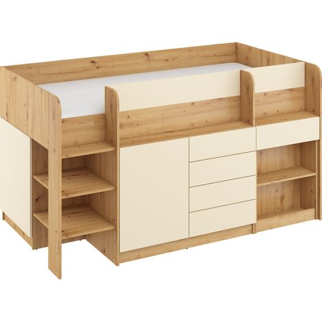 Etagenbett SMILE links artisan eiche / creme