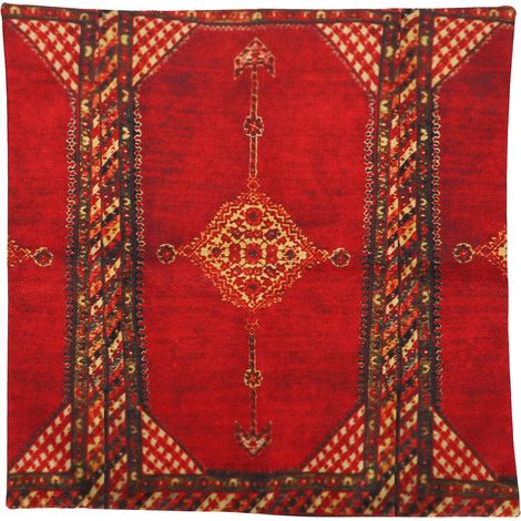 Housse de coussin Lin Motif ethnique rouge 45x45cm Fermeture éclair cachée Décoration salon chambre (1/5)