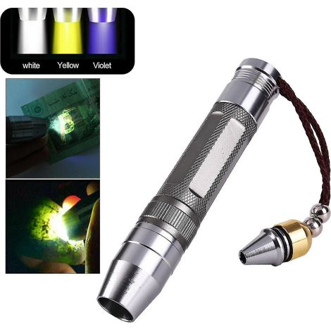 365nm lampe de poche LED torche blanc jaune lumière Uv pour bijoux en Jade gemme ambre Testsilver1 pièces (1/2)