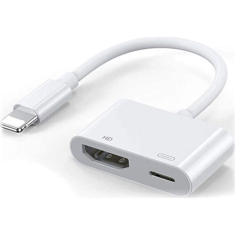pair Adaptateur HDMI pour iPhone vers TV, câble HDMI, Digital AV, Simultaneous Charge, Connect Screen Share 1080P Audio Video Compatible