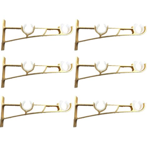 Set di 6 aste per tende in metallo resistente, staffa per asta per tende, supporto doppio per asta per tende, supporto per tende, staffa per asta per tende in alluminio, supporto per asta per tende
