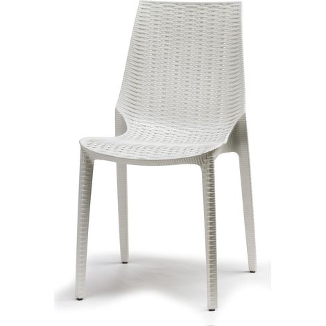 Chaise de jardin, Chaise tressée style rotin design - LUCREZIA Blanc en Plastique, Scab design
