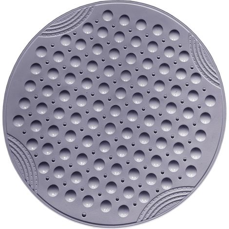Tapis de douche rond antidérapant, avec ventouse, lavable en machine, 55 x 55 cm, gris foncé (1/4)