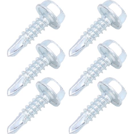 Vis à tôle autoforeuse 250 pièces, acier carbone zingué, tête hexagonale M4.8x19, pour bois et métal, visserie robuste. (1/5)