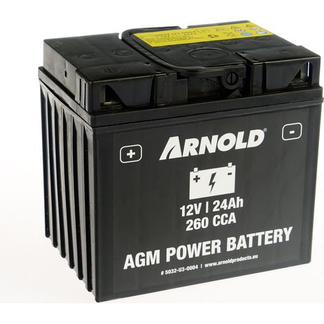 AZ104/AGM 12-24 Batterie für Rasentraktoren - + linker Pol ARNOLD