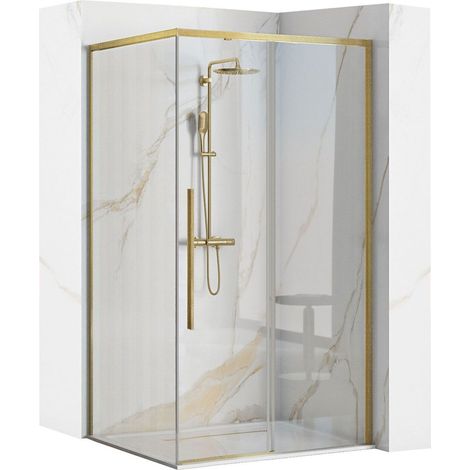 CABINA DOCCIA REA SOLAR 90X90 BRUSH GOLD + PIATTO DOCCIA SAVOY BLACK