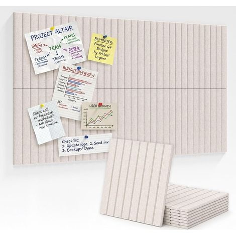 Lot de 8 panneaux d'affichage en feutre de 0,9 cm d'épaisseur avec 32 punaises et 30 languettes adhésives pour décoration scolaire, cuisine, bureau, avoine - 120 x 60 cm (1/5)