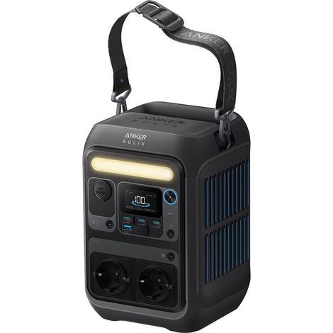 Anker – Station d'alimentation portable 288 Wh 300 W – Charge jusqu'à 7 appareils – Modes de recharge : prise murale, USB-C, panneaux solaires
