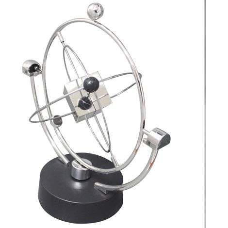 Jouet électronique à mouvement perpétuel en métal et plastique argenté, carré, objet de décoration pour bureau. (1/5)