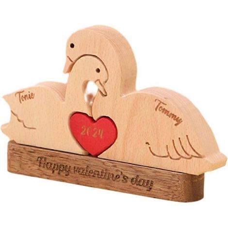 Statuette puzzle en bois en forme de cœur, figurine décorative mignonne (1/4)