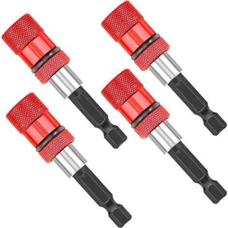 Porte Embout Magnetique Puissant, 4 Pièces Porte Embout Visseuse a Choc , Hex Tige Porte-Embout de Tournevis Magnétique pour Perceuses, Tournevis, Tournevis Sans Fi(rouge)-Lefou (1/5)