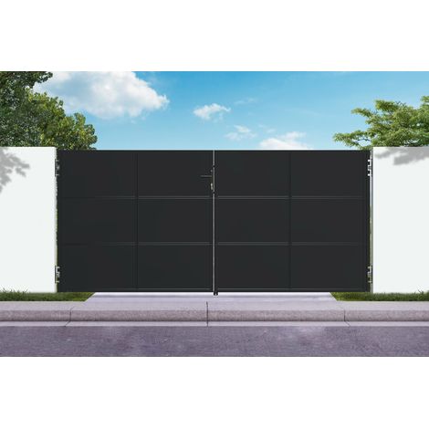 Portail acier noir mat 3,5m NALI H.160cm