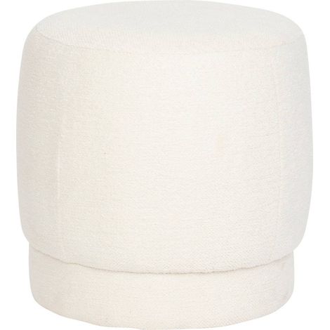 Atmosphera – Pouf en tissu bouclette blanc D 39 cm H 40 cm – Rembourrage mousse polyuréthane – Tissu certifié Oeko-Tex® – Structure bois de pin (1/4)