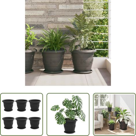 Kunststofftöpfe - Blumentöpfe 6 pcs Schwarz Ø 26 x 21,5 cm Kunststoff (1/5)