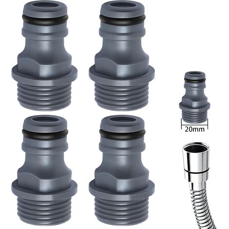 4er Set Hahnverbinder G 1/2" / 20 mm - Gartenschlauchverbinder - 1/2" Schlauchverbinder - Außengewinde für Wasserhahn (1/5)